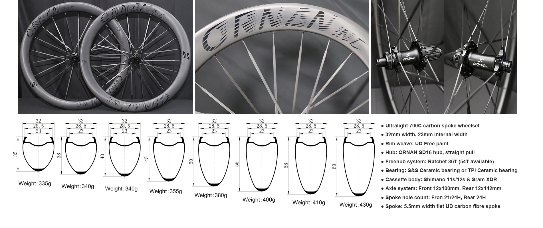 Ultralight UD Carbon Spokes Wheelset